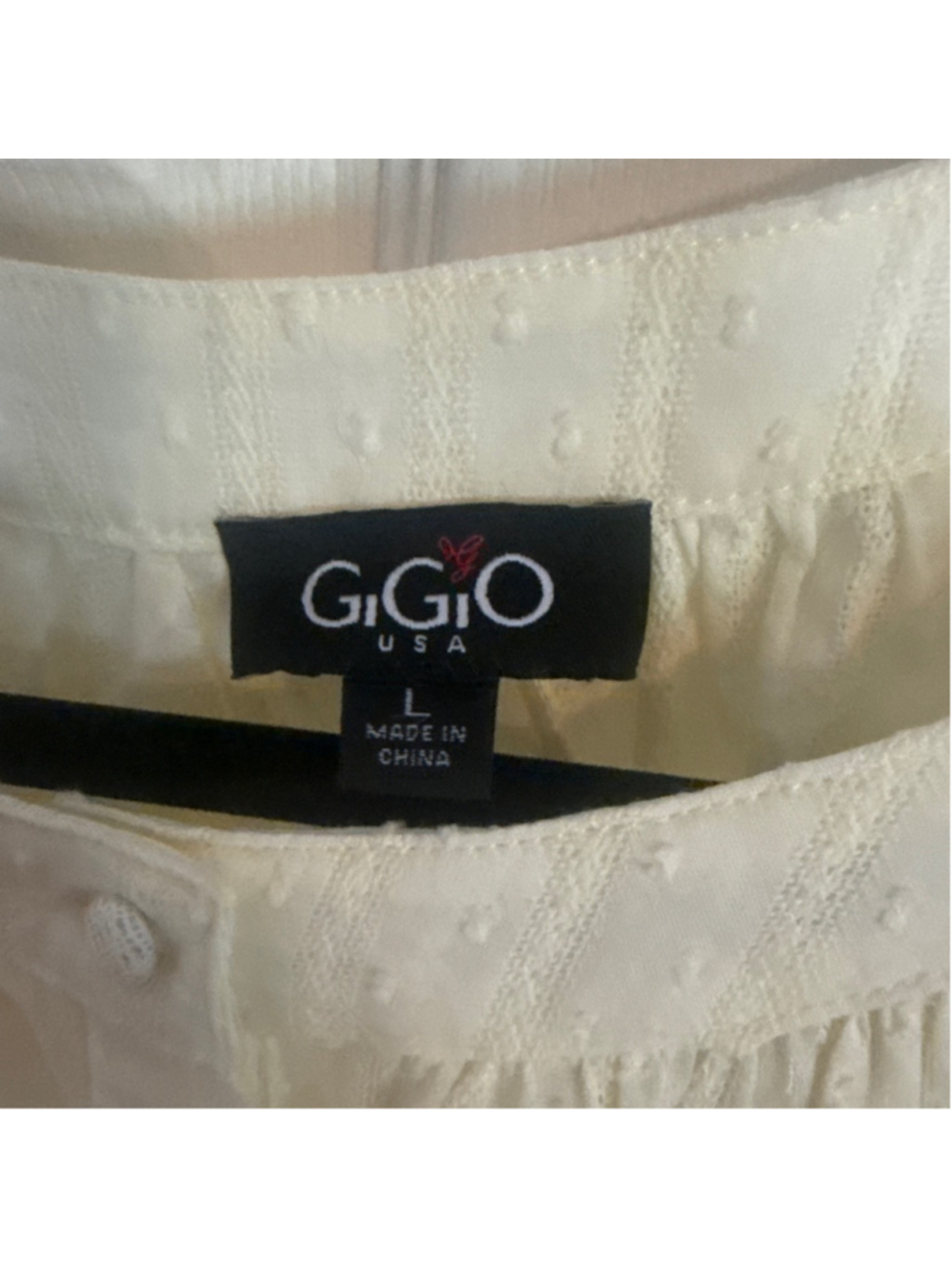 GiGiO Cream Lace Trim Blouse Size L - Picture 4 of 4